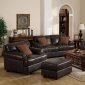 2 Pc Brown Full Leather Traditional Sofa & Loveseat Set