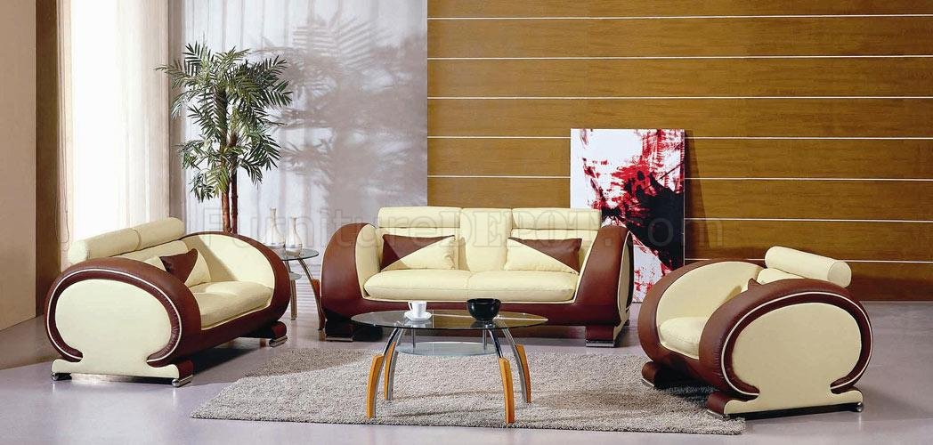 Beige Dark Brown Leather 3 Piece, Modern Brown Leather Sofa Living Room