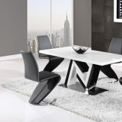 D4163 Dining 5Pc Set in Black & White by Global w/Black Chairs