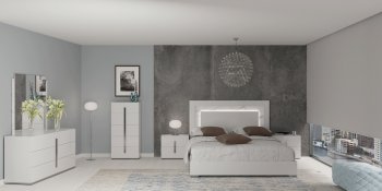 Carrara Bedroom in White by ESF w/Light & Options [EFBS-Carrara White]