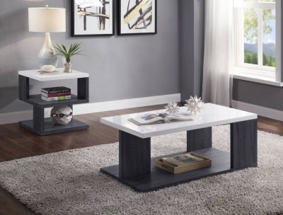 Pancho Coffee Table 3Pc Set 82170 in Gray & White by Acme