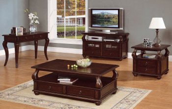 Rich Brown Cherry Finish Cocktail Table w/Drawer Storage [HLCT-T110]
