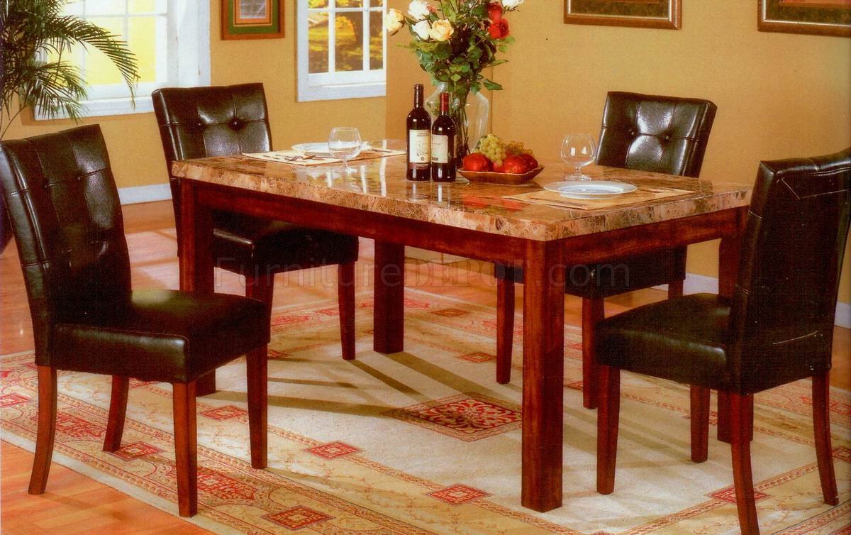 Faux Marble Top & Oak Finish Base Modern Dining Table w/Options - Click Image to Close