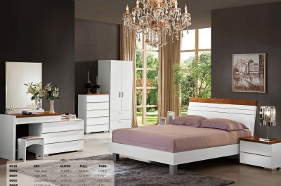 B61 Bedroom in White & Cherry High Gloss by Pantek w/Options