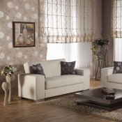 Kobe Escudo Cream Leatherette Modern Sofa w/Options