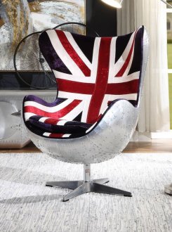 Brancaster Swivel Accent Chair 59835 England Flag by Acme