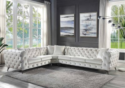 Atronia Sectional Sofa LV01160 in Beige Fabric by Acme