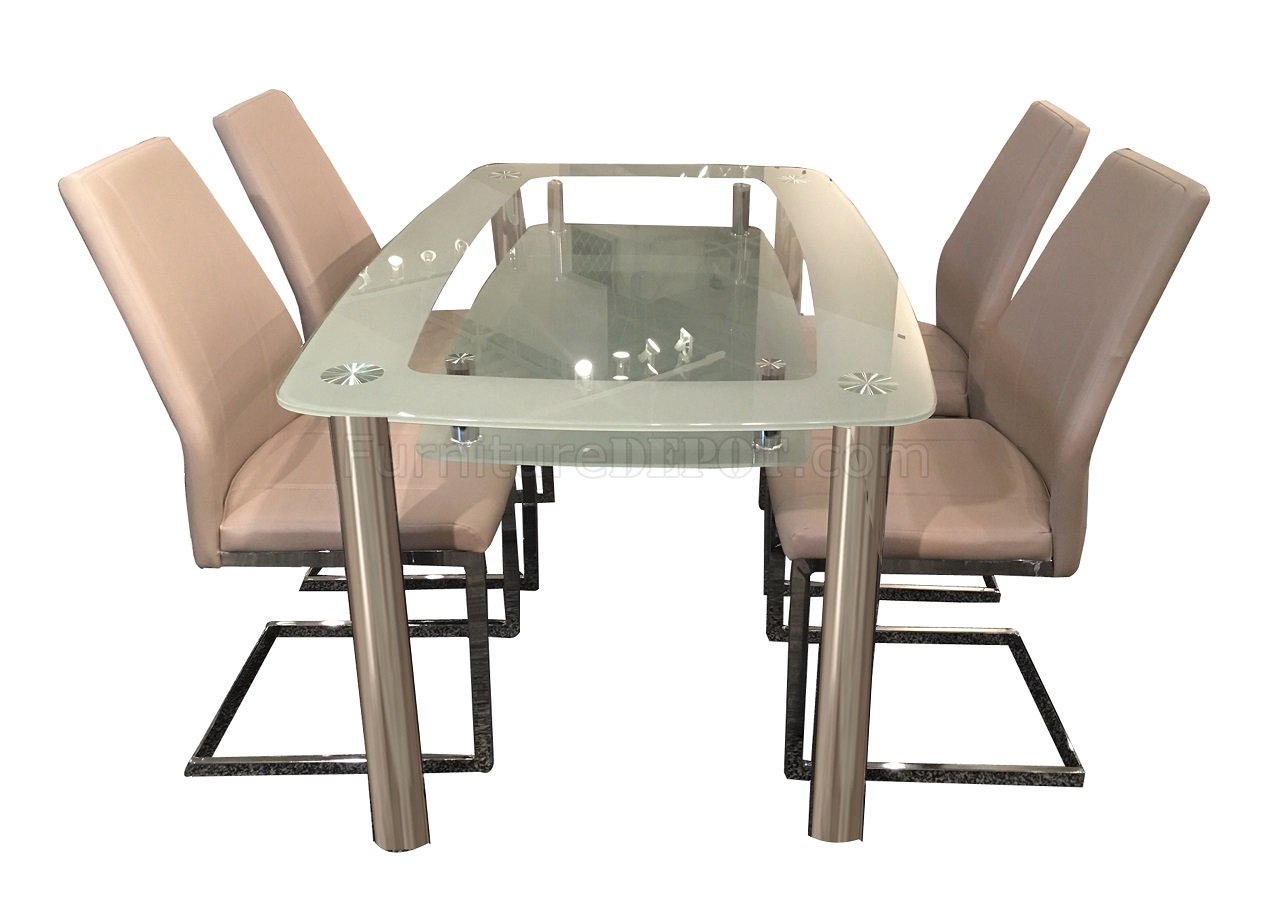 Cafe408 441408 Dining Table W Glass Top Metal Legs By New Spec