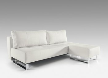 White or Grey Leatherette Modern Sofa Sleeper w/Chrome Legs [INSB-Supremax-White]