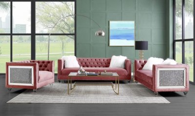 HeiberoII Sofa LV00327 in Pink Velvet by Acme w/Options