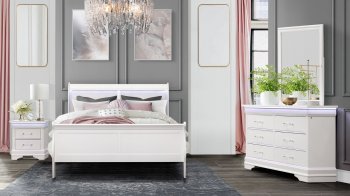 Charlie Bedroom Set 5Pc in White by Global w/Options [GFBS-Charlie White]