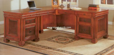 Two Tone Brown Color Home Office Desk