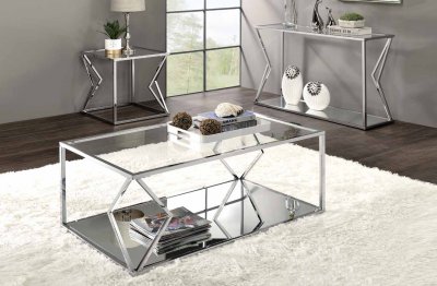 Virtue Coffee Table 3Pc Set 83480 in Chrome by Acme