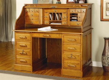 Oak Finish Elegant Deluxe Roll Top Desk [CROD-464-5304N]