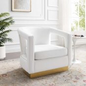 Frolick Accent Chair in White Velvet by Modway