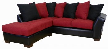 Burgundy Fabric & Black Bicast Modern Sectional Sofa [PMSS-316-Burgundy]