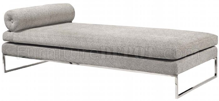 Grey Fabric Modern Daybed Lounger w/Stainless Steel Frame - Click Image to Close