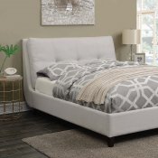 Amador Upholstered Bed 300698 in Ivory Fabric by Coaster
