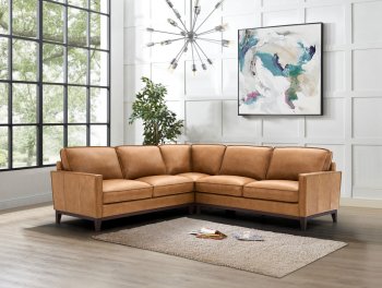 Harper Corner Sectional Sofa in Saddle Leather by Beverly Hills [BHSS-Harper Corner Saddle]
