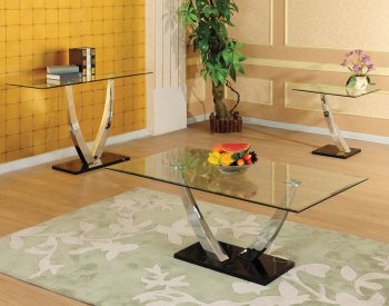Glass Top & Metal Base Modern Coffee Table w/Options [WDCT-50004]