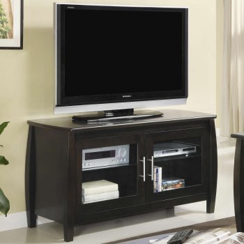 Cappuccino Finish Modern TV Stand w/Double Glass Doors [CRTV-700647]