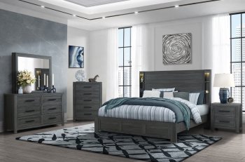 Cypress Bedroom Set 5Pc in Dark Gray by Global w/Options [GFBS-Cypress Dark Gray]