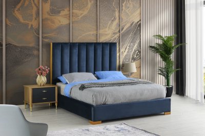 Eden Upholstered Bed B201 in Medium Gray Fabric