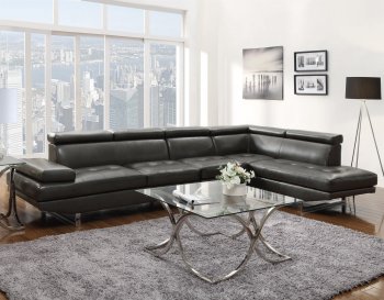 Piper Sectional Sofa 503029 in Charcoal Leather Match by Coaster [CRSS-503029 Piper]