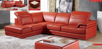 Orange Full Top Grain Italian Leather Modern Sectional Sofa [EFSS-605-Orange]