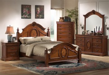 Rich Caramel Finish Classic Bedroom Set w/Options [CRBS-200481Q]
