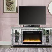 Noralie TV Stand w/Fireplace & LED LV00315 in Mirrored by Acme