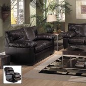 Walnut Bonded Leather Upholstered Stylish Sofa and Loveseat Set