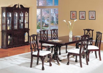 Dark Brown Finish Classic 7Pc Dining Set w/Optional Buffet [YTDS-5180-Chippendale]