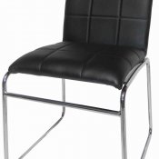 Set of 4 Black Bicast Modern Dining Chairs w/Metal Legs