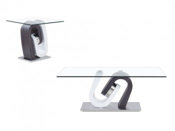 T4127 Coffee & 2 End Tables Set by Global in Dark Gray & White [GFCT-T4127CT]
