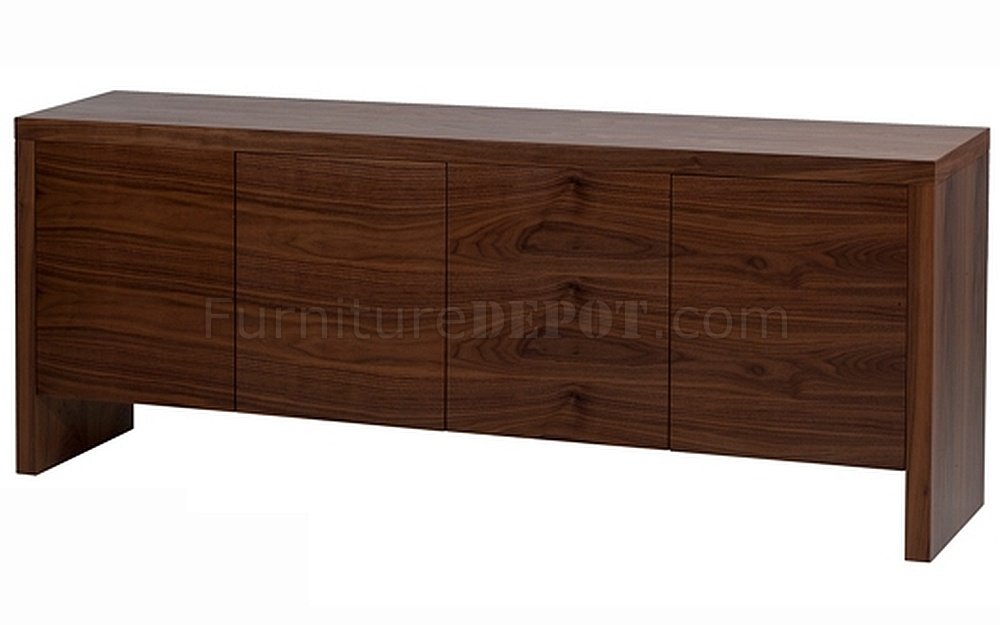 Gio Buffet in Walnut w/Glass Shelves by Whiteline - Click Image to Close