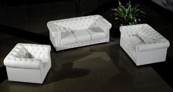 White Top Grain Italian Leather Ultra Modern 3PC Living Room Set [VGS-Paris-3-White]