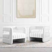 Range Accent Chair Set of 2 in White Velvet by Modway