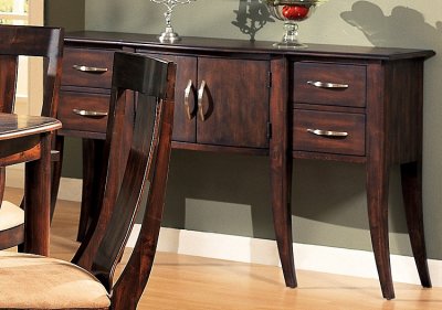 Distressed Cherry Finish Formal Contemporary Server