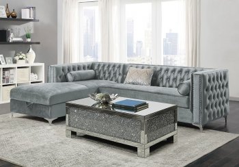 Bellaire Sectional Sofa 508280 in Silver Velvet by Coaster [CRSS-508280-Bellaire]