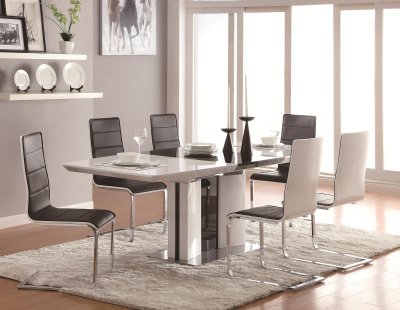 Broderick Dining Table in 120941 White & Black Coaster w/Options