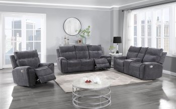 U5990 Motion Sofa & Loveseat Set in Charcoal Fabric by Global [GFS-U5990 Charcoal]