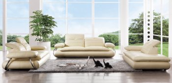 S626-A Sofa in Ivory Leather by Pantek w/Options [PKS-S626-A Ivory]