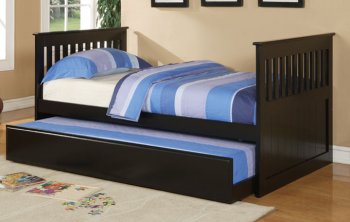 Contemporary Black Finish Kids Twin Bed w/Trundle [PXBS-F9050]