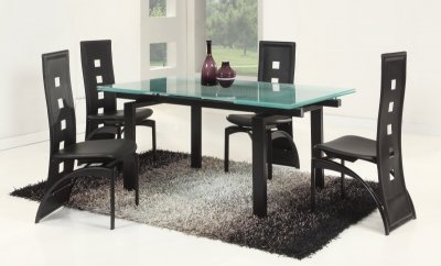 Glass Table Extendable Top Modern Dining Table w/Optional Chairs