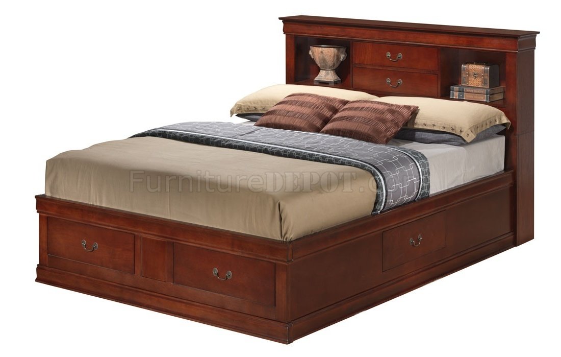 G3100B Jumbo Storage Bed by Glory Furniture in Cherry - Click Image to Close