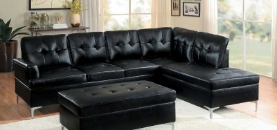 Barrington Sectional Sofa 8378 in Black PU by Homelegance