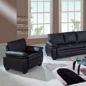 Black Bonded Leather Modern Sofa & Loveseat Set w/Options