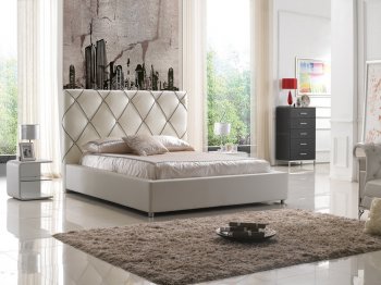 6200 Bed in White Leather Match by ESF w/Optional Nightstands [EFBS-6200]
