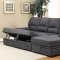 Alcester Sectional Sofa CM6908BK in Graphite Faux-Nubuck Fabric